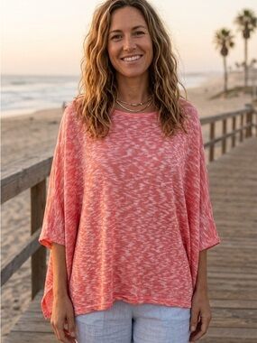 Fresh Produce | Heathered Coral Knit Draped Tunic | Sz Med/Large